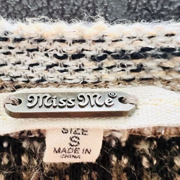 Miss Me Brown Soft Wool Blend Long Sleeve Sweater with Elbow Patches Size Small - Picture 7 of 8